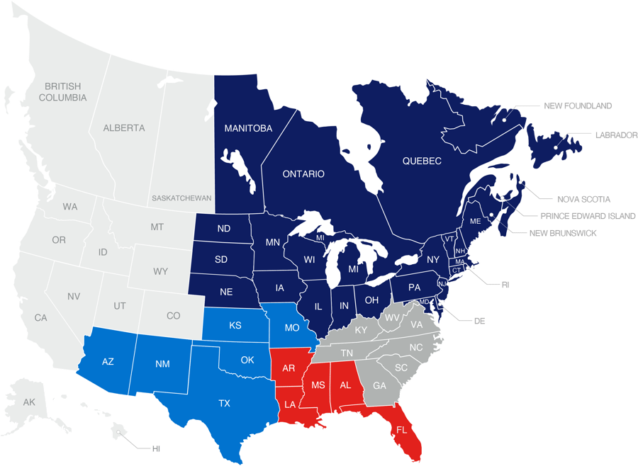 ASTA America Sales Territory Map
